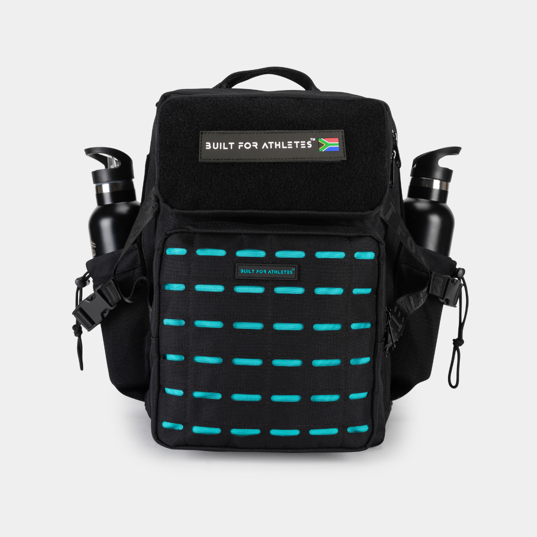 Medium 25L Gym Backpack Black & Aqua
