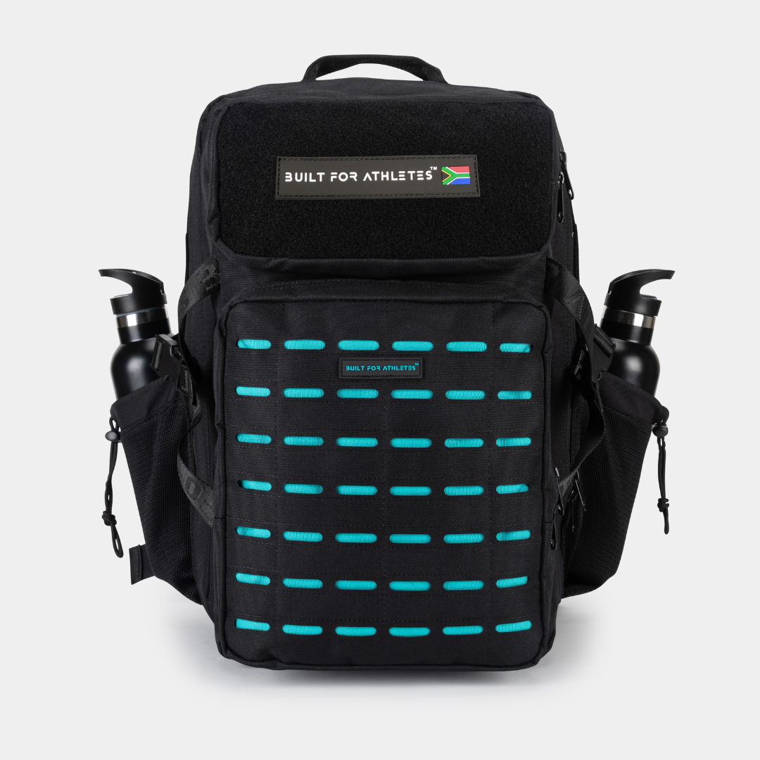 Large 45L Gym Backpack Black & Aqua