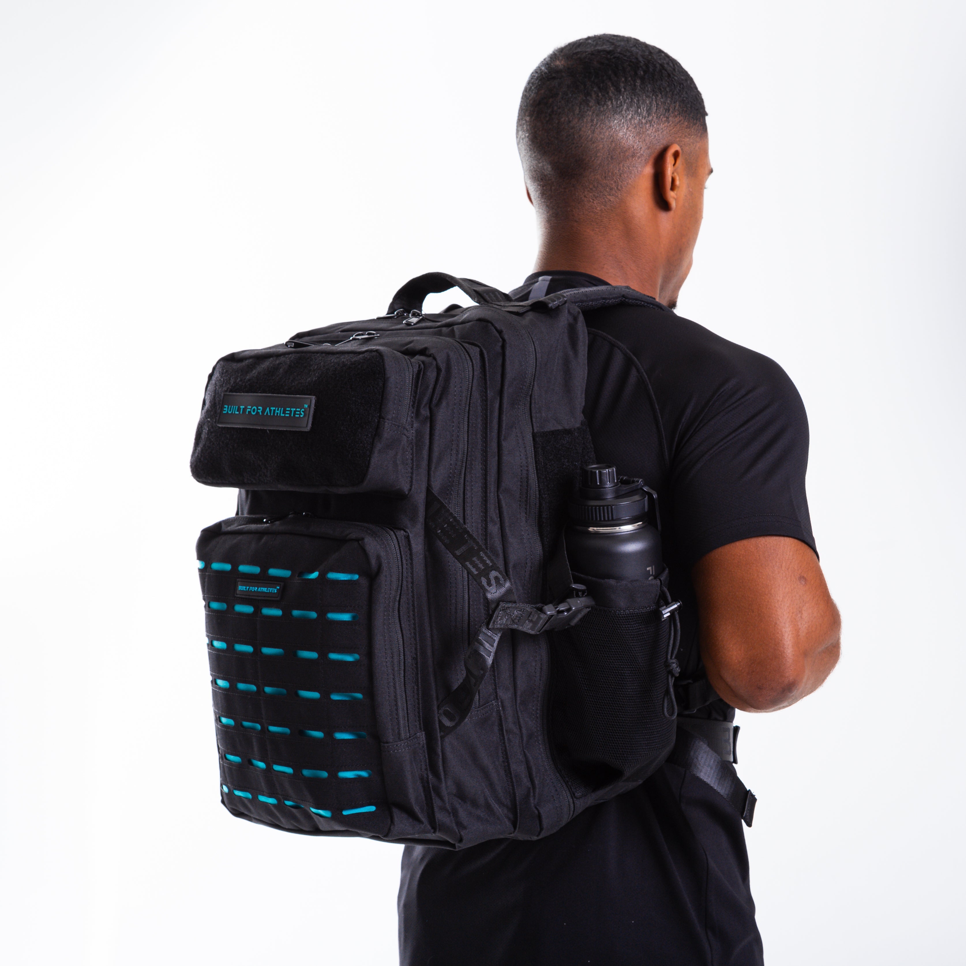 Large 45L Gym Backpack Black & Aqua