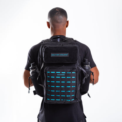 Large 45L Gym Backpack Black & Aqua