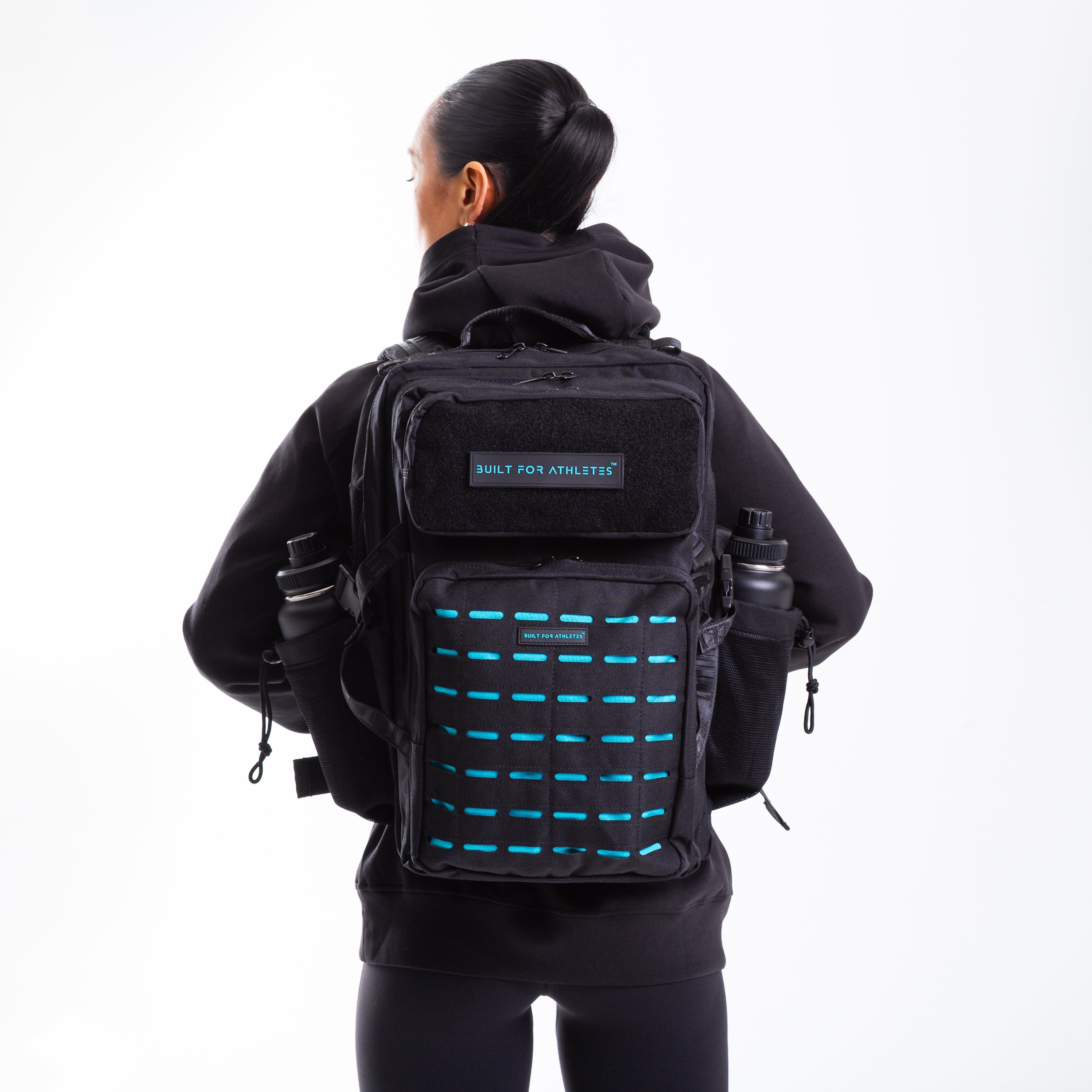 Large 45L Gym Backpack Black & Aqua