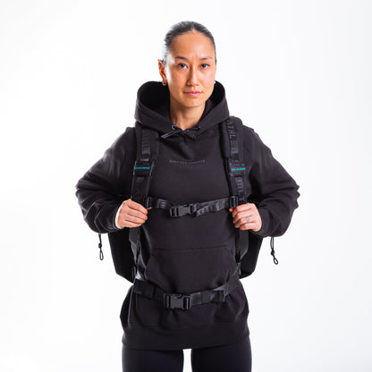 Large 45L Gym Backpack Black & Aqua