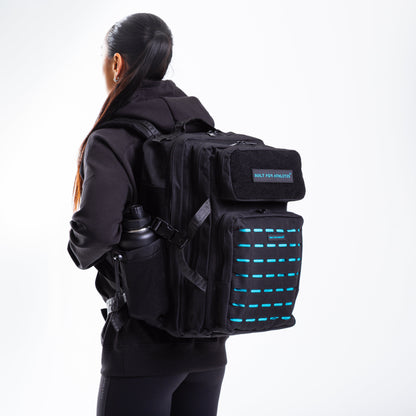 Large 45L Gym Backpack Black & Aqua