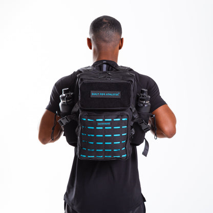 Medium 25L Gym Backpack Black & Aqua