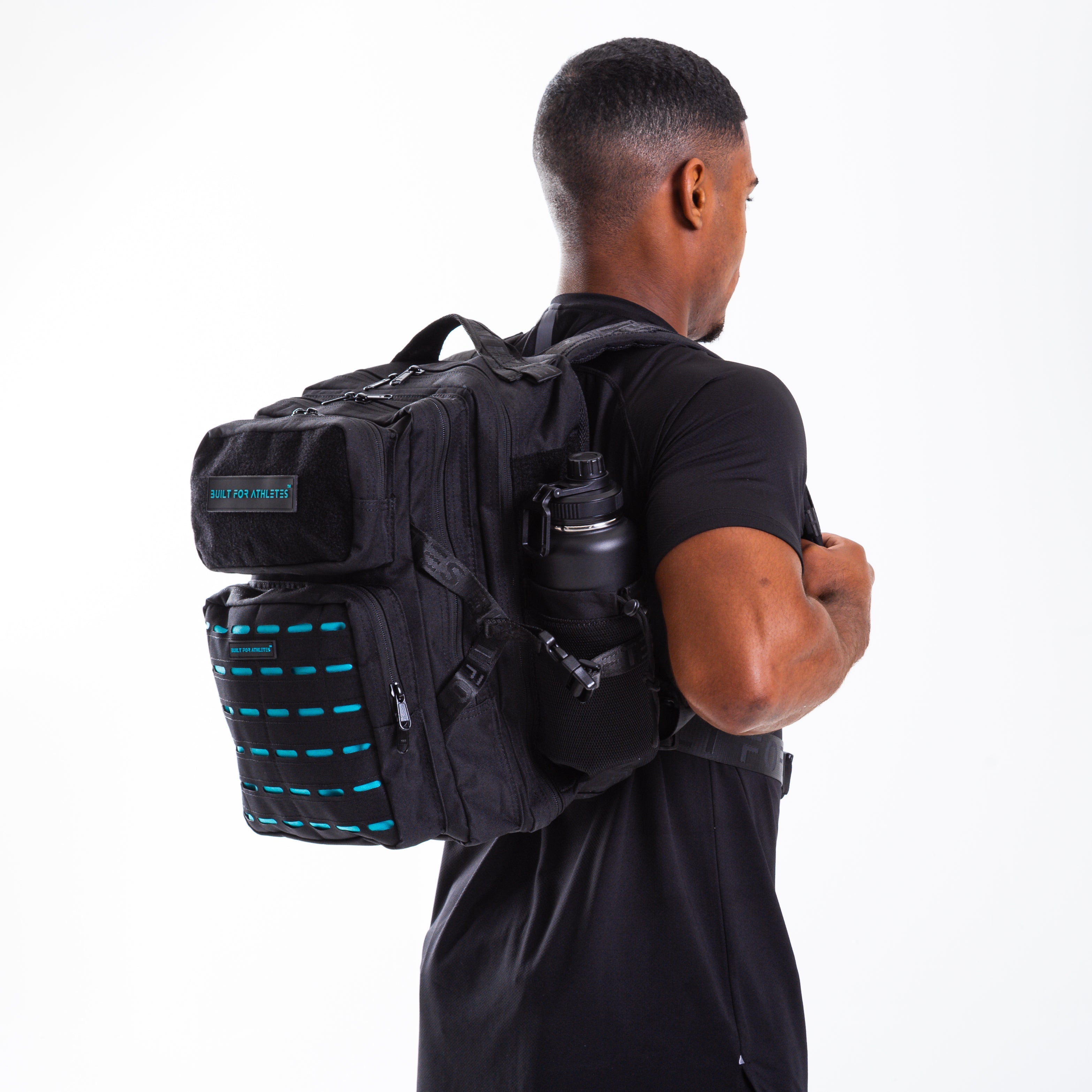 Medium 25L Gym Backpack Black & Aqua