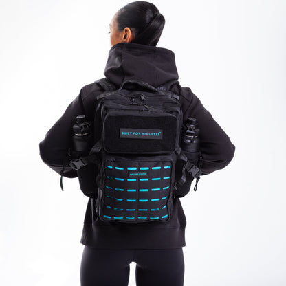Medium 25L Gym Backpack Black & Aqua